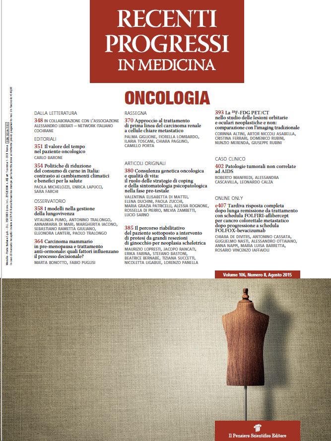 2015 Vol. 106 N. 8 AgostoSpeciale ONCOLOGIA