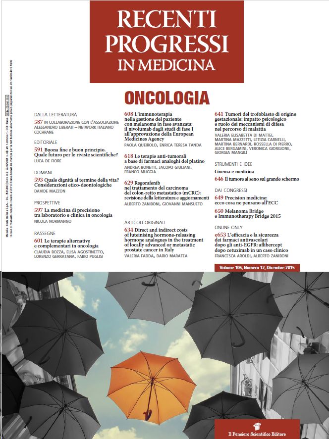 2015 Vol. 106 N. 12 DicembreSpeciale ONCOLOGIA