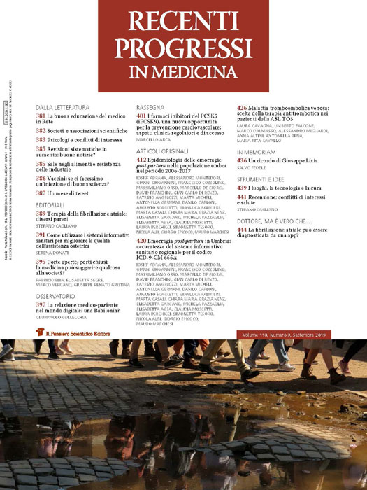 2019 Vol. 110 N. 9 Settembre