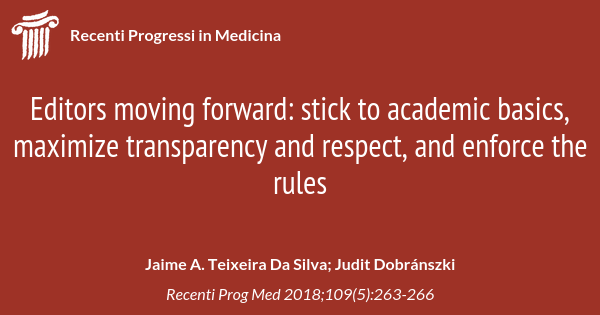 Editors moving forward: stick to academic basics, maximize transparency ...